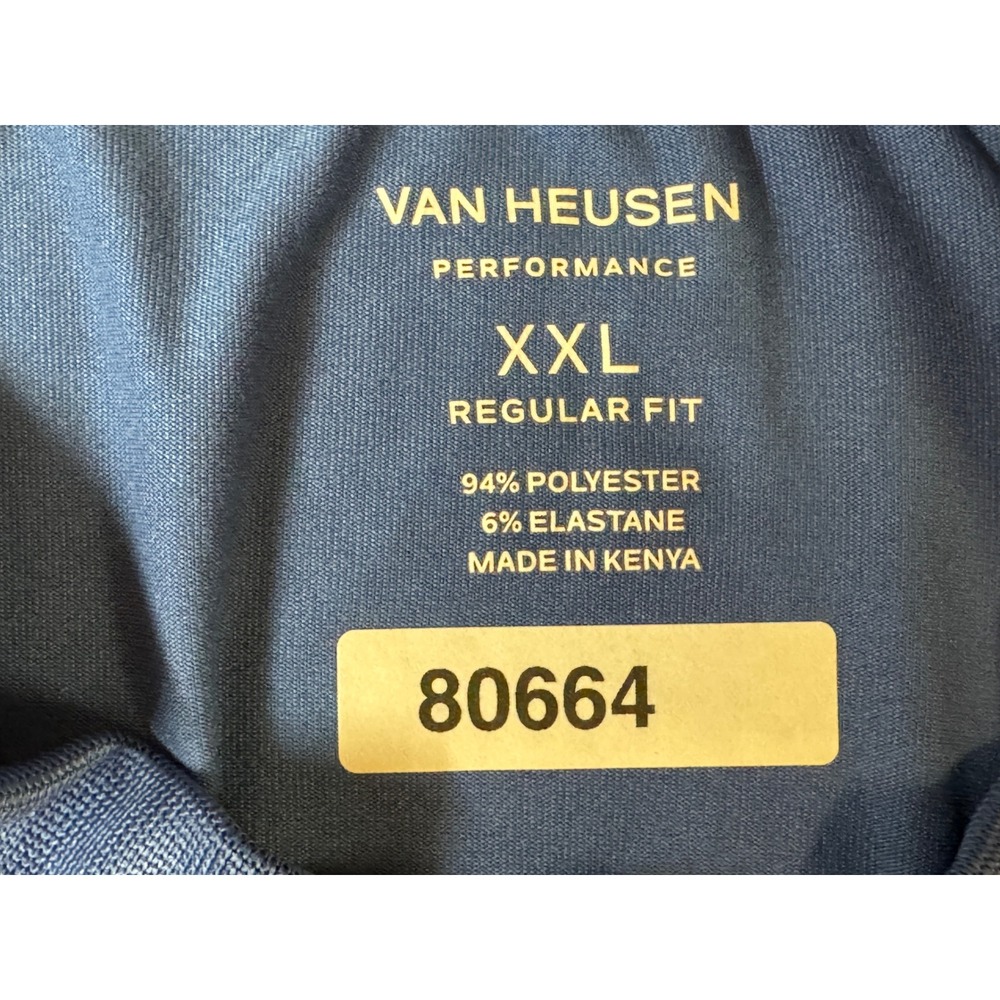 Van Heusen Performance Mens XXL Blue Quarter Zip Short Sleeve Pullover - Picture 5 of 7